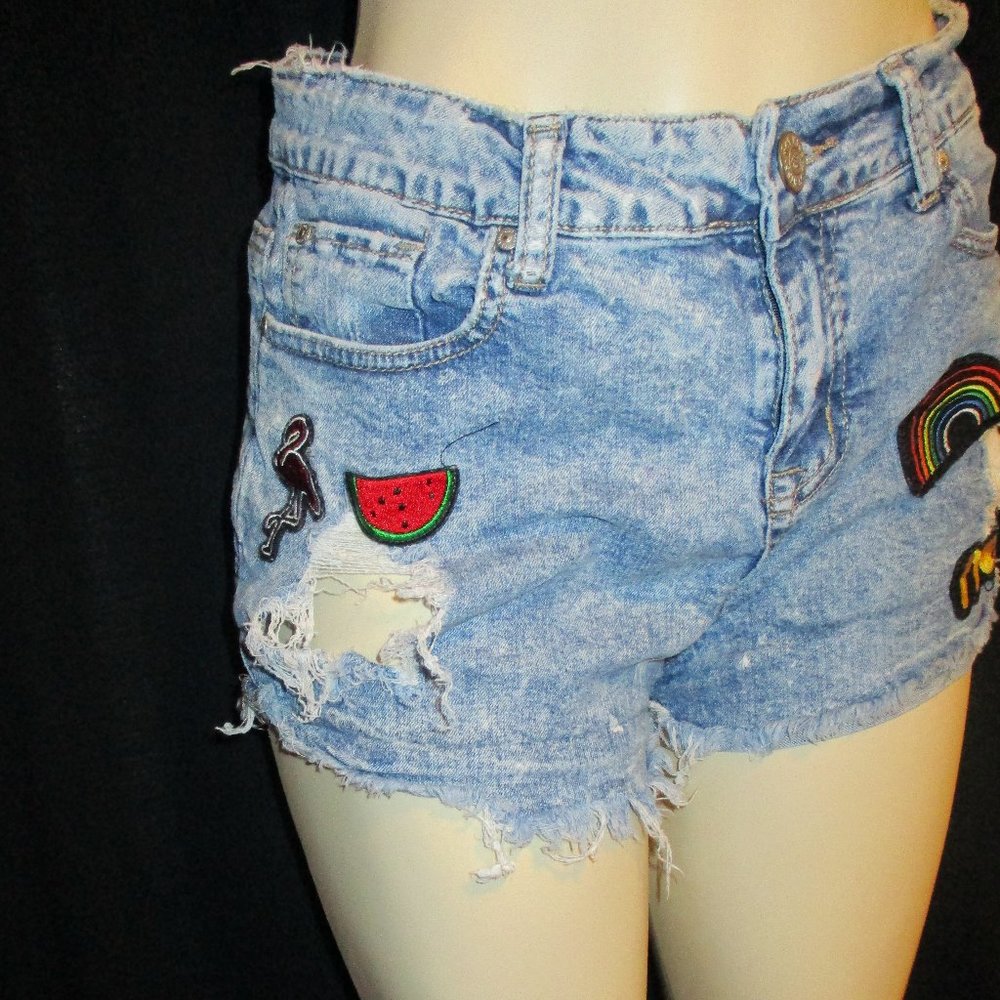 Hot Kiss Distressed Blue Jeans Cut Off Shorts -- Final Price - Picture 3 of 9